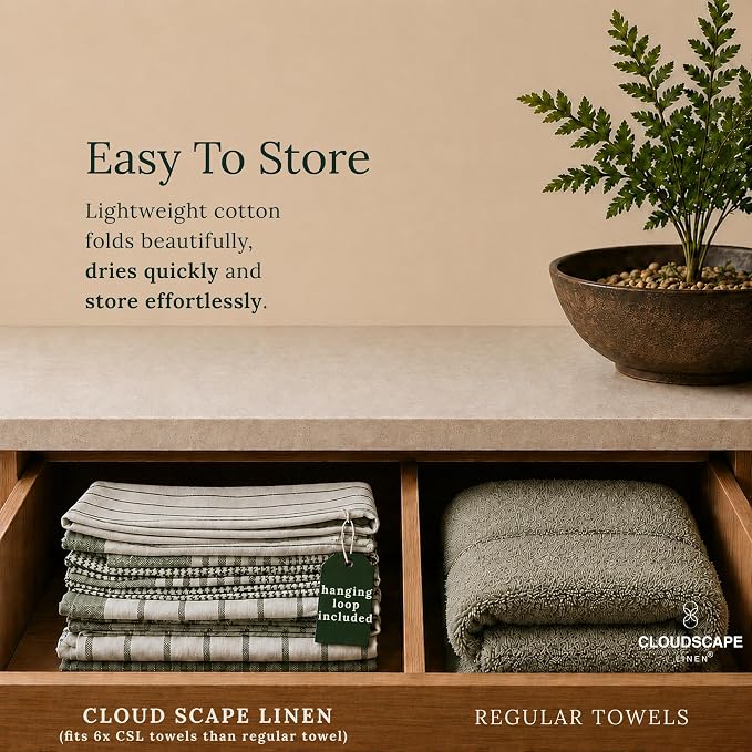 CSL Pack of 12 Kitchen Towels, Absorbent & Soft, Oversized, 18x28 - Green - Image 7