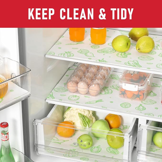 Cooyes 6 Pack Refrigerator Shelf Liners for French Door Fridge, 17.7" × 36" Extra Large, Non-Slip Fridge Mats Machine Washable, Refrigerator Drawer Liner for Glass Shelves Kitchen Cabinet - Image 2