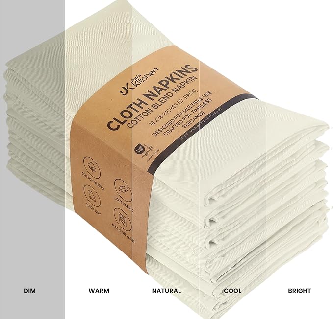 Utopia Kitchen Cotton Blend Ivory Cloth Napkins [12 Pack, 18x18 Inch] | Absorbent Washable and Reusable for Dinner, Restaurant, Lunch, Wedding and Hotel - Image 5