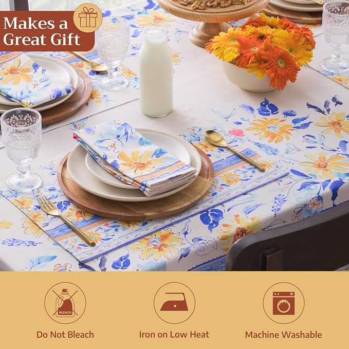 Maison d' Hermine Cloth Napkins Set of 4 Reusable 100% Cotton (20" x 20") | Everyday Square Napkins Cloth Washable Dinner Party Wedding Restaurant Hotel Kitchen Spring Summer - Girassol - Image 5