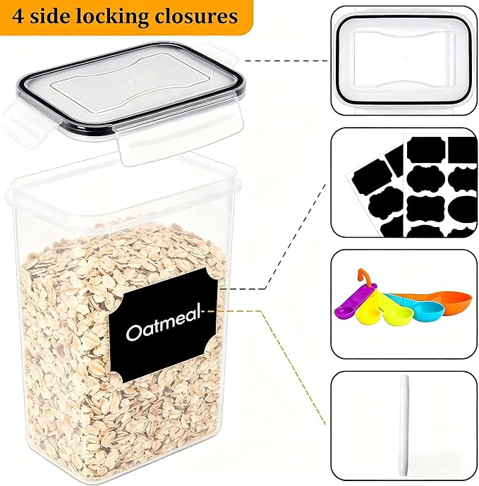 32pcs Airtight Containers, Clear Stackable Dry Food Storage | 32pk clear airtight containers with tight lids keep dry food fresh. Safe plastic, stackable for pantry kitchen storage - Image 3