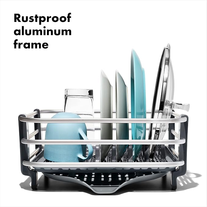 OXO Good Grips Aluminum Dish Rack Good Grips Stainless Steel Measuring Cup and Spoon Set (8 Pieces) - Image 4