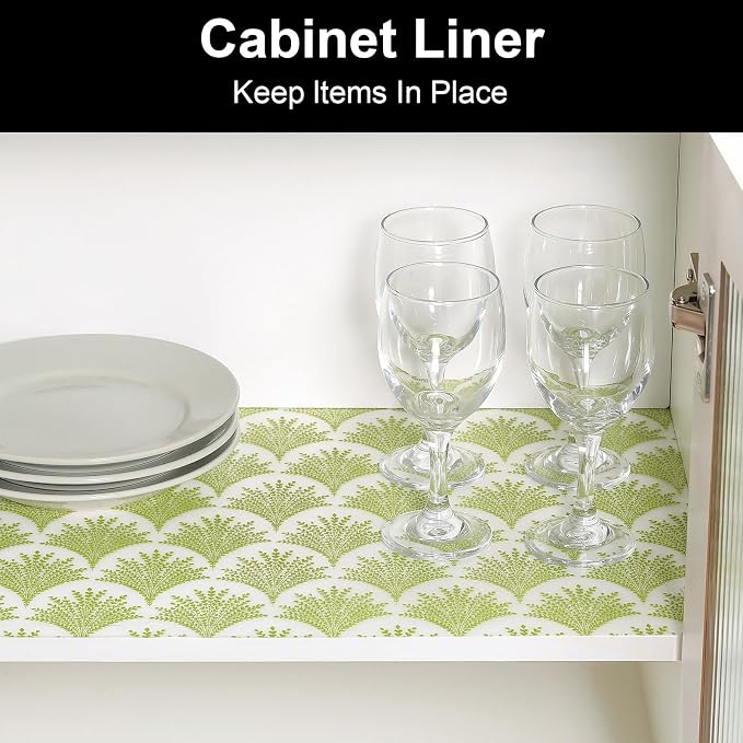 Cooyes Shelf Liners for Kitchen Cabinets, Refrigerator Liners Waterproof & Oil-Proof Kitchen Cupboard Liner Drawer Mats EVA Material Non Adhesive Fridge Liner for Shelves（17.5" W x 360" L） - Image 3