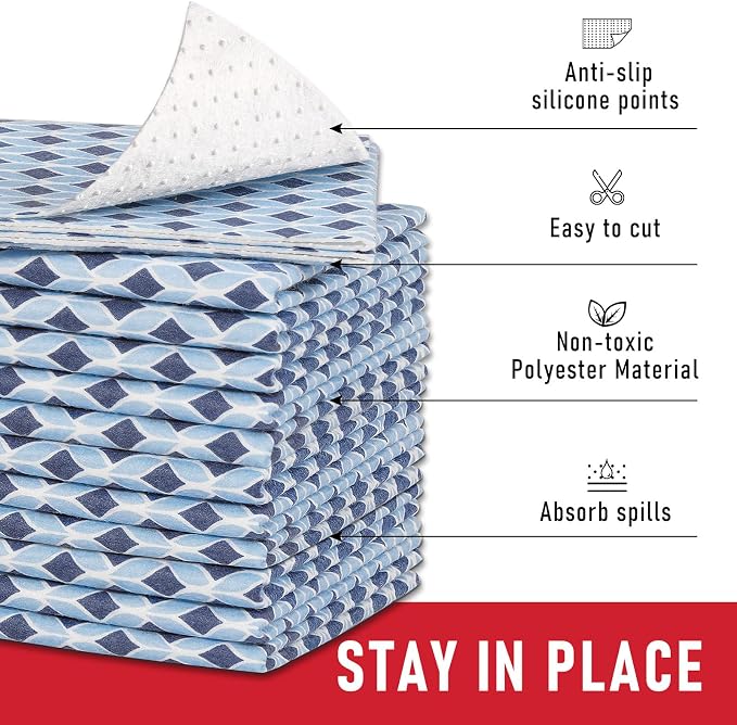 Cooyes 12 Pack Cloth Shelf Liners 17.7" × 36", Non-Slip Refrigerator Liners Machine Washable, Refrigerator Drawer Mats for Glass Shelves and Kitchen Cabinets, (Light Blue) - Image 4