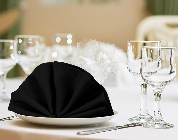 Utopia Home [24 Pack, Black] Cloth Napkins 20x20 Inches, 100% Polyester | Hemmed Edges, Washable and Reusable Ideal for Parties, Weddings and Dinners - Image 5