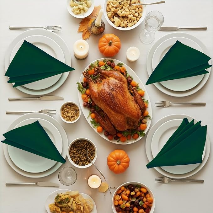 Utopia Home [12 Pack, Hunter Green] Cloth Napkins 20x20 in, 100% Polyester | Hemmed Edges, Washable and Reusable Ideal for Parties, Weddings and Dinners - Image 2
