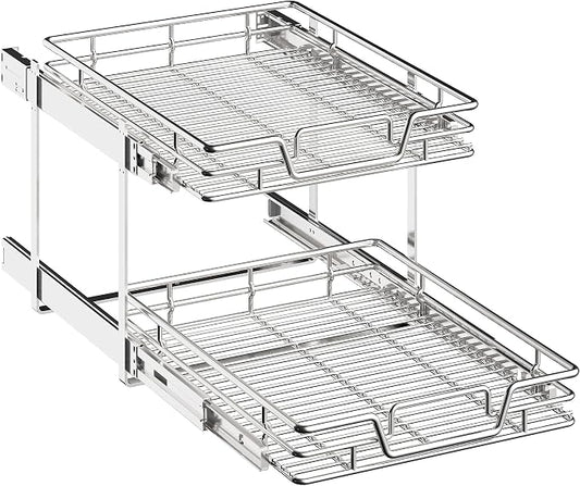 2-Tier Kitchen Cabinet Pull Out Cabinet Organizer,Shelf and Drawer Organizer Slide Out Pantry Storaqe Basket in Multiple Sizes (17" W x 21" D) by Unknown