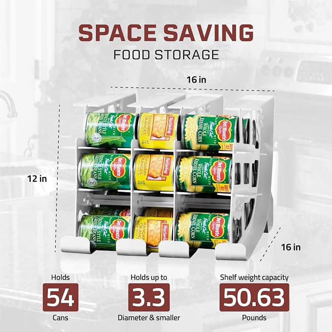 FIFO Pantry Storage Organizer Dispenser Rack for Canned Goods/Drinks, 54-Can Capacity - Image 3