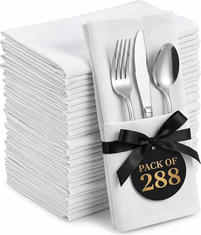 Bulk 288-Pack Hotel Cloth Napkins, 17" x 17", Wrinkle Resistant, White | High Volume Collection for Restaurants, Catering & Event Venues, Washable & Reusable by UTOPIAHOME