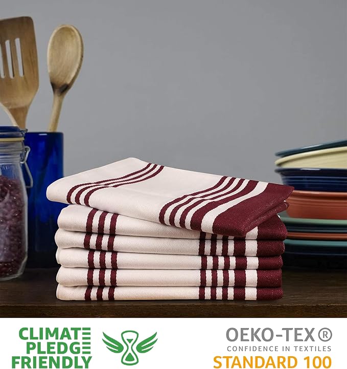 Urban Villa Kitchen Towels Cotton Dish Towels 20”x30” (Set of 6) Wine Wht - Image 2