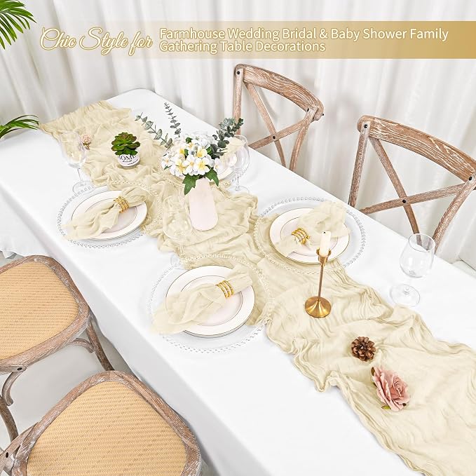 50 Pack Ivory Cloth Napkins 20x20Inch Cheesecloth Napkins | Elegant Cloth Napkins for Table, Washable Rustic Boho Gauze Napkins, for Wedding Party Bridal Baby Shower Dinner Decor - Image 5