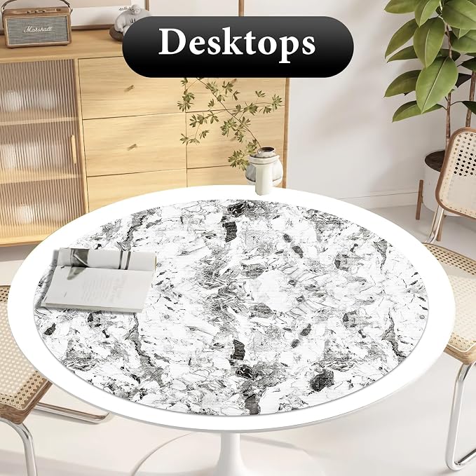 Drawer and Shelf Liner for Kitchen Cabinet: 23.6 in X 30 Ft Non Slip | Shelf Paper Non Adhesive Refrigerator Liners Grey and White Marble Easy Liners for Bathroom with Knife Tape Measure - Image 4