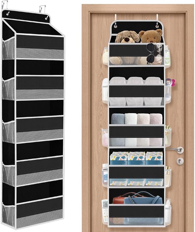 1Pack Over The Door Organizer Large Capacity Hanging Storage Room Organizer | 40 lb Capacity, Ultra-Sturdy, Foldable, Mesh Design with Clear Window, Space-Saving Organizer for Pantry, Nursery & Closet by SpaceHacks