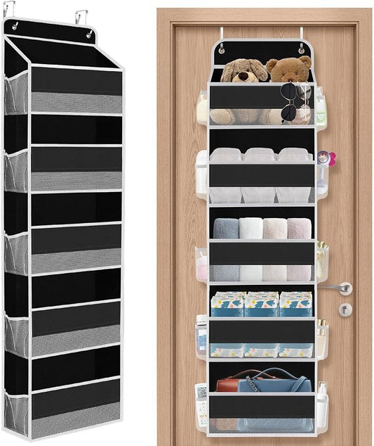 1Pack Over The Door Organizer Large Capacity Hanging Storage Room Organizer | 40 lb Capacity, Ultra-Sturdy, Foldable, Mesh Design with Clear Window, Space-Saving Organizer for Pantry, Nursery & Closet by SpaceHacks