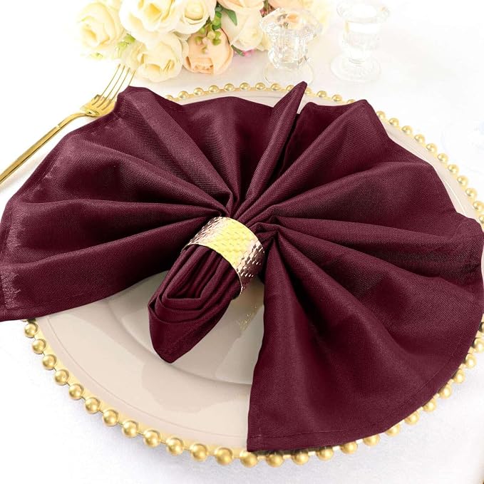Efavormart Premium Cloth Napkins Set of 25, 20x20 Inch Burgundy Violet Seamless Dinner Napkins, Washable Linen Table Napkin Cloth with Hemmed Edges for Weddings, Party and Banquet - Image 6