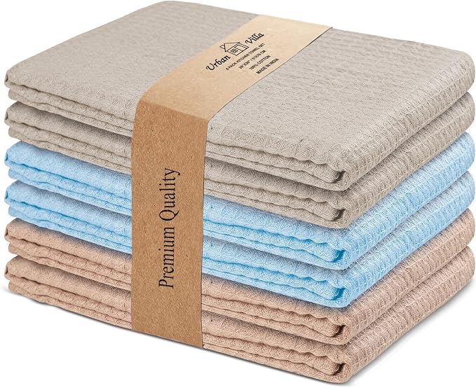 Urban Villa Kitchen Towels Cotton Dish Towels 20”x30” (Set of 6) Multi by CottonTrends