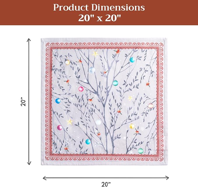 Maison d' Hermine Cloth Napkins Set of 4 Reusable 100% Cotton (20" x 20") | Everyday Square Napkins Cloth Washable Dinner Wedding Restaurant Hotel Kitchen Thanksgiving Christmas - Fairy Christmas - Image 7