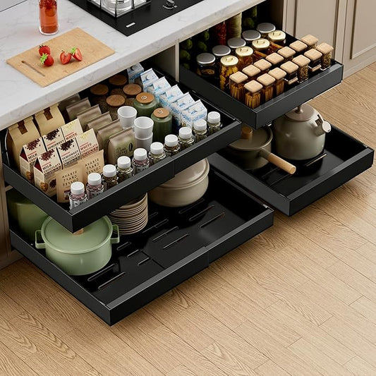 PAKETA 1 Pack Expandable Pull Out Cabinet Organizer,21" Deep | Pull Out Drawers for Cabinets with width from 12" to 20",Sliding Drawers for Cabinets with Upgrade 3 Slide Rails,hold 65 lbs by Unknown