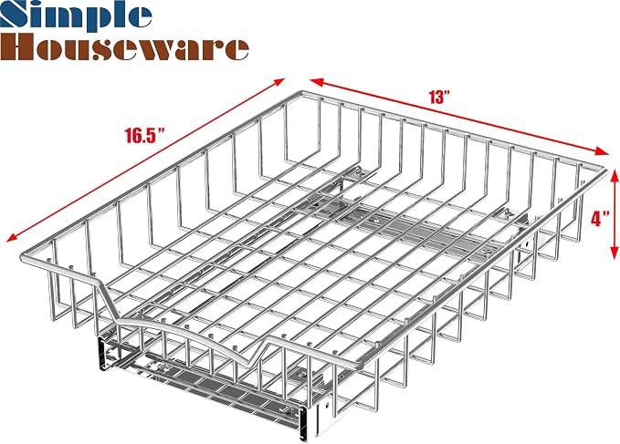 Simple Houseware Under Cabinet Pull Out Sliding Shelf Drawer, 17Dx13W | for Kitchen Organizer - Image 2