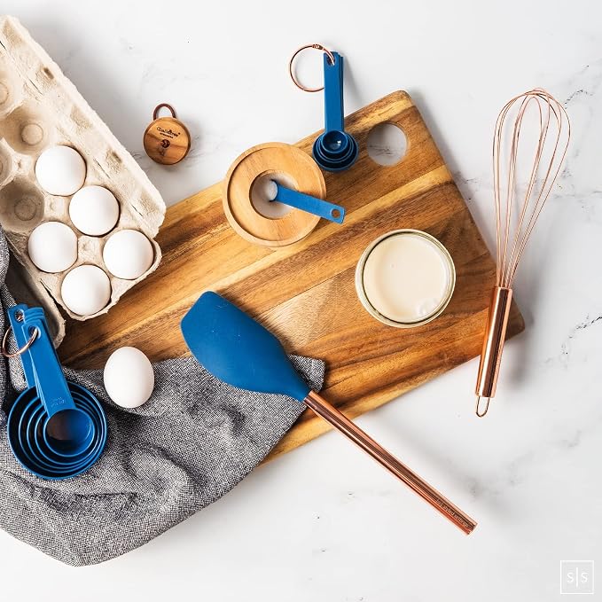 Styled Settings Copper and Blue Silicone Cooking Utensils Set, 17-Piece | Utensils Set with Copper Utensil Holder and Measuring Cups and Spoons for Stylish Cooking and Baking - Image 6
