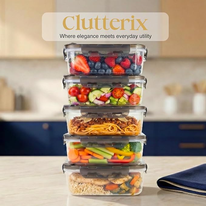 BPA-Free Plastic Airtight Food Storage Containers with Vented Lids, 5-Pack (3.4 Cups Each) for Meal Prep and Leftovers - Image 8