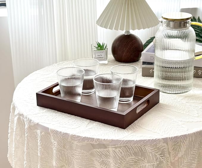 3 Pack Serving Tray with Handles - 11.4" Bamboo Tray | Multi-Purpose Tray for Kitchen, Coffee Table & Ottoman - Decorative & Food Tray for Organizing, Serving and Entertaining - Image 4