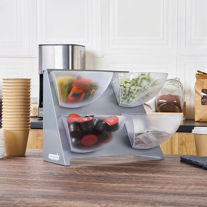 Restaurantware Condiment Organizer 1 Case 15.5 x 10 x 10.5 Inches Countertop Bin Holder Stainless Steel Removable Compartment Caddy Silver Tray for Coffee Station or Buffet Display - Image 8