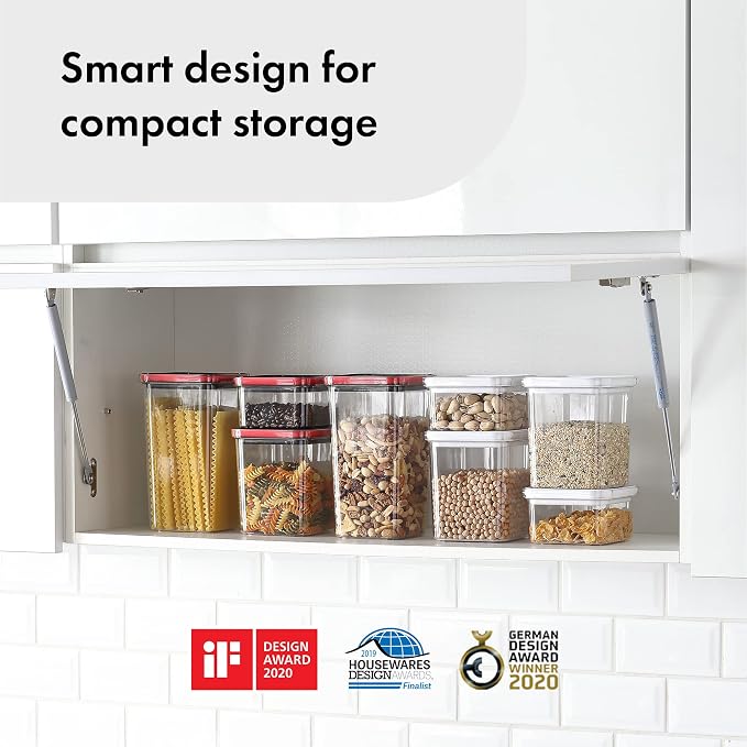 Neoflam Smart Seal 4pc Rectangular Extra Large Airtight Kitchen Pantry Canister/Organizer Clear Plastic Storage Container Set, Simple Twist Lid, 100% Leak Proof, Dishwasher Safe, BPA Free, White - Image 5