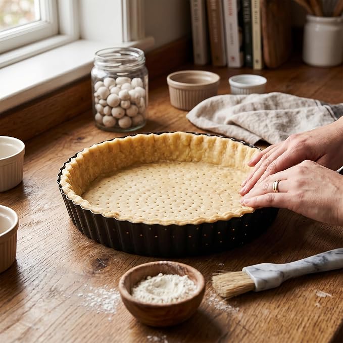 Deep Dish Quiche Lorraine Pie Pan - 7.87 inch Tart Pans with Removable Bottoms - Apple Pie Pan - 7.87 inch Tarte Tatin Pan - Deep Dish Pie Crust - Quiche Baking Dish - Image 8