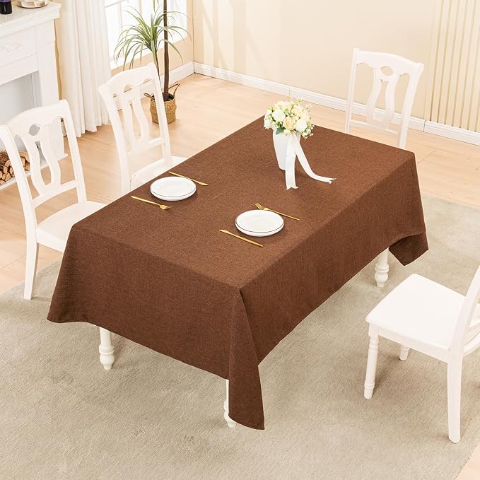 BALCONY & FALCON Rectangle Table Cloth Waterproof Brown 95"x55" | Rectangular Washable Wrinkle Resistant Table Cloth Linen Fabric Tablecloths for Dining Party Kitchen Wedding and Outdoor Use - Image 5