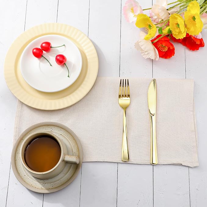Mixweer Set of 40 Beige Cloth Linen Napkins Bulk Reusable Cotton Dinner Napkin 16 x 16 Inch Washable Pastel Soft Table Napkins for Wedding Dinner Hotel Restaurant Event Party - Image 3