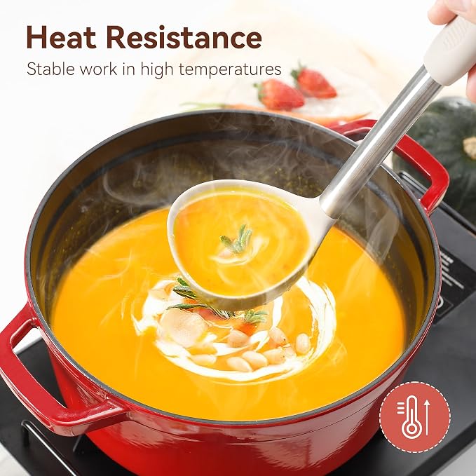 NCUE 35 Pcs Silicone Cooking Utensils Set BPA Free 446°F Heat Resistant | Stainless Steel Handles Kitchen Utensils Set, Thickened Heads Silicone Grips Nonstick Dishwasher Safe for Baking Housewarming - Image 3