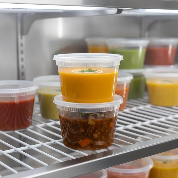BluShine Deli Containers with Lids, Plastic Food Storage Containers | 16 oz, 32 sets Plastic Deli Food Storage Containers with Airtight Leak Proof Lids, Reusable, Microwave and Freezer Safe - Image 7