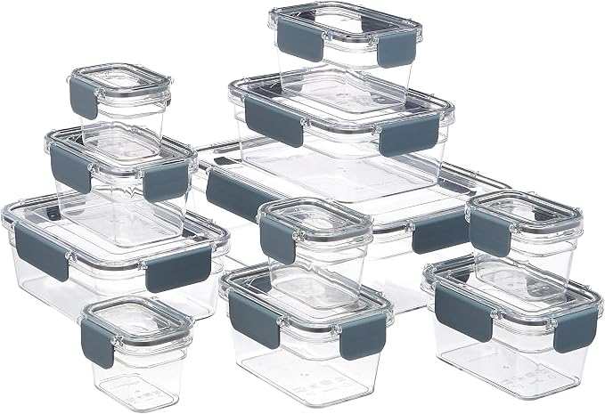 Amazon Basics Tritan Plastic Food Storage Containers with Airtight Locking Lids, 11 Containers, Clear, 22-Piece Set by AmazonBasics