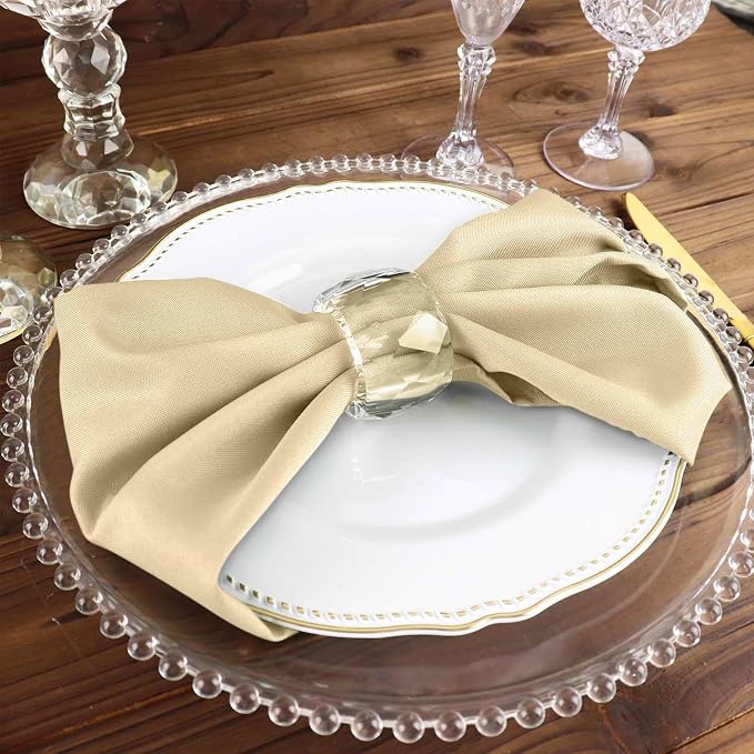 Efavormart Premium Cloth Napkins Set of 100, 17x17 Inch Beige Violet Seamless Dinner Napkins, Washable Linen Table Napkin Cloth with Hemmed Edges for Weddings, Party and Banquet - Image 8