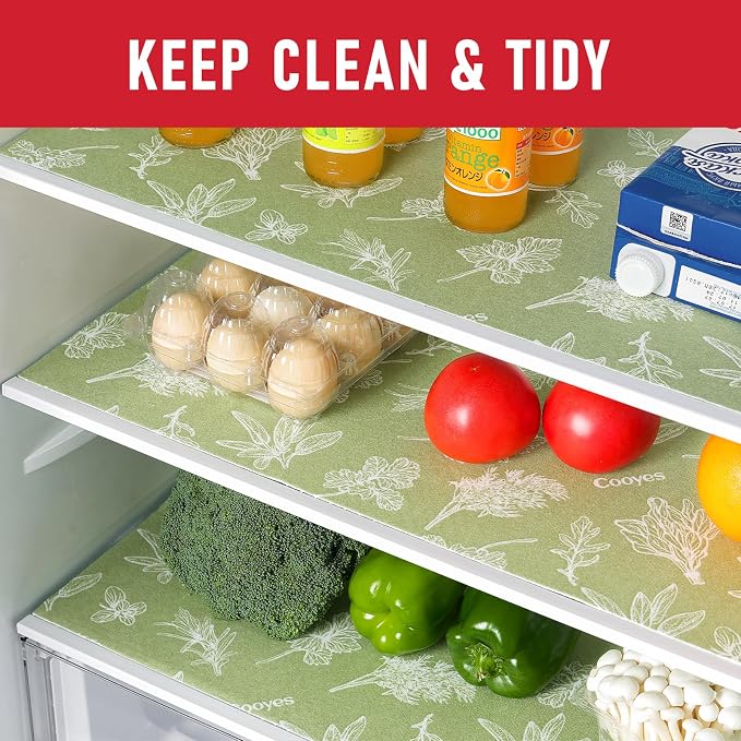 Cooyes Large Fridge Liners for Refrigerator, 17.7" × 36", Drawer & Shelf Liners for Kitchen Cabinets Non-Adhesive, Breathable Cloth Material, Non-Slip, Keep Produce Fresh Longer, 6 Pack, Sage Green - Image 5