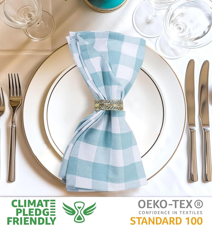 Urban Villa Cloth Napkins Cotton 20x20 (Set of 6) Aqua - Image 3