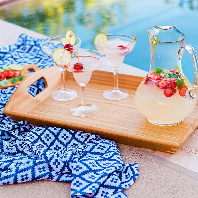 Totally Bamboo Butler's Serving Tray with Handles, Decorative Tray for Ottoman or Coffee Table, 23" x 15" - Image 3