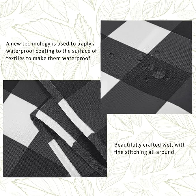 Cupuamon Fabric Checkered Table Runner 6 Pack Waterproof Gingham Table Runner 14W x 108L Buffalo Check Table Runners for Parties Kitchen Dining Wedding Banquet (Black and White) - Image 2