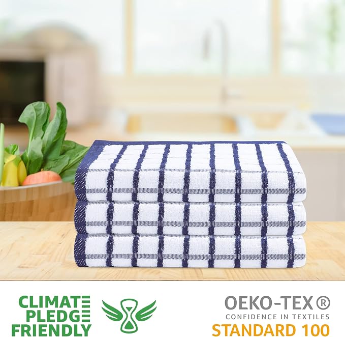 Urban Villa Kitchen Towels Cotton Dish Towels 20”x30” (Set of 3) Black Wht - Image 2