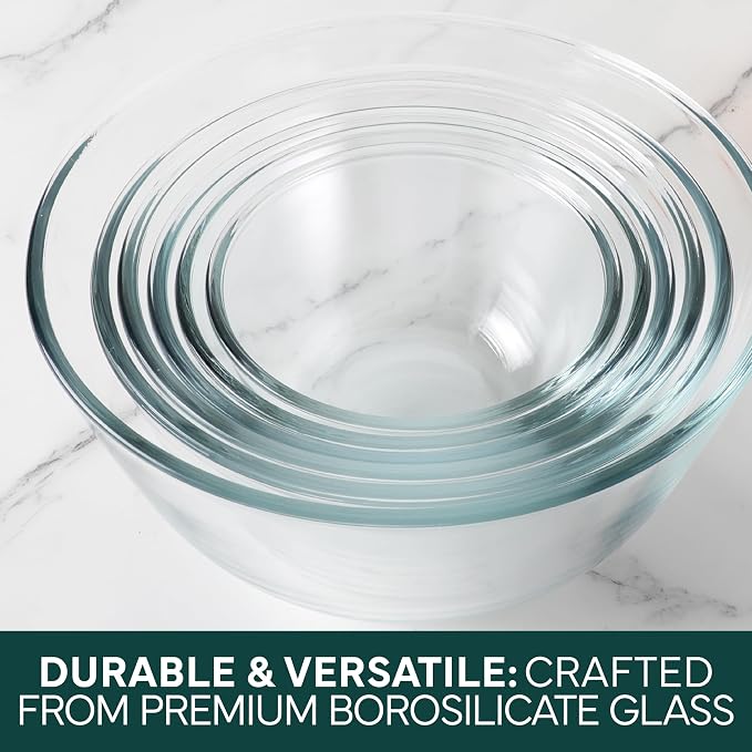 COOK WITH COLOR 12 Pc Glass Mixing Bowl Set with Lids – Borosilicate Glass Nesting Bowls for Cooking, Baking and Meal Prep, Sage - Image 7