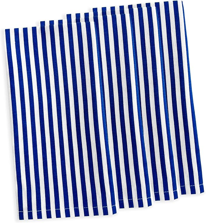 Pinstripe Blue Dinner Napkins Set of 4 | 100% Cotton Cloth Set for Entertaining or Everyday Table | Perfect for Wedding, Birthday, Christmas Blue and White, 22 Inch Square by Caskata