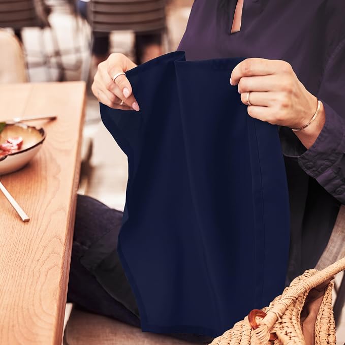 Utopia Home [24 Pack, Navy Blue] Cloth Napkins 17x17 Inches, 100% Polyester | Hemmed Edges, Washable and Reusable Ideal for Parties, Weddings and Dinners - Image 7