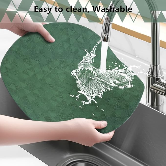 Jovono Upgraded 15" Round Placemats Set of 8, Waterproof & Oil-Proof, Non-Slip Reversible Washable Big Table Mats, Spill-Proof for Kids Families, Restaurant, Hotel, Kitchen, Indoor, Green - Image 6