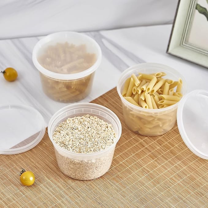 [240 Set - 16 oz.] Plastic Deli Food Storage Containers With Lids, Disposable togo containers for soup, Meal Prep, Slime | BPA Free | Stackable | Leakproof | Microwave | Dishwasher | Freezer Safe - Image 6