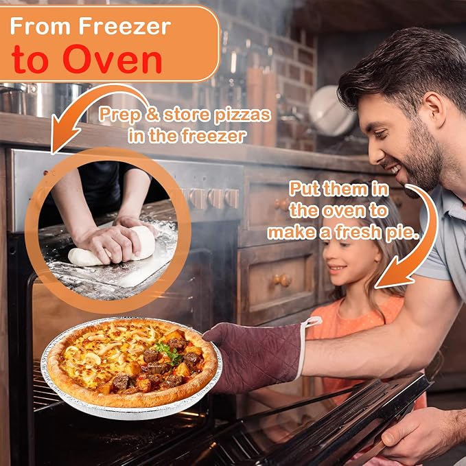 50 Pack Disposable Round Foil Pizza Pans Aluminum Pizza Pans for Personal Pizzas, 11 Inch Round Tin Foil Pan for Cookies, Cake, Focaccia-Freezer & Oven Safe - Image 5