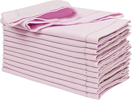Ramanta Home Lavender Cloth Dinner Napkin Set of 12-18x18 Inch | Cotton Linen Flax Hemstitched Napkins Washable for Everyday Use by RamantaHome
