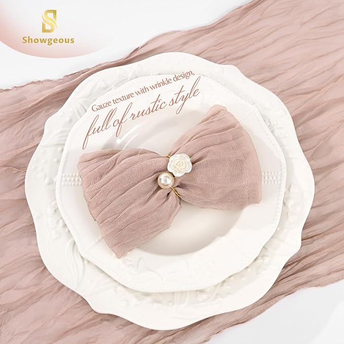 10 Pack Dusty Pink Cheesecloth Napkins 20"x20" Boho Washable Cloth Napkins Set of 10 Wrinkled Cheese Cloth Napkins Gauze Dinner Table Napkin for Wedding Party Baby Shower Birthday Decor - Image 5