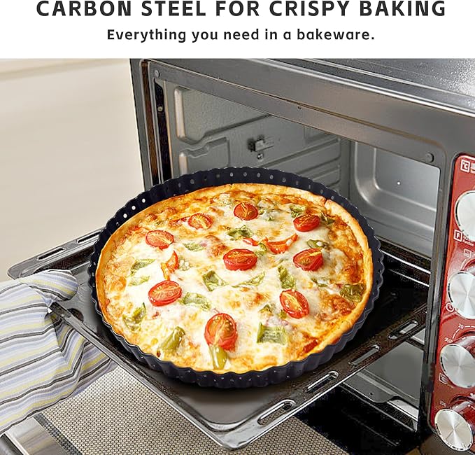 2Pack Non-Stick Quiche Tins with Loose Base 20cm, Perforated Quiche Dish with Loose Base, 8 inch Tart Tin Removable Bottom, Round Flan Dish with Removable Loose Bottom - Image 7