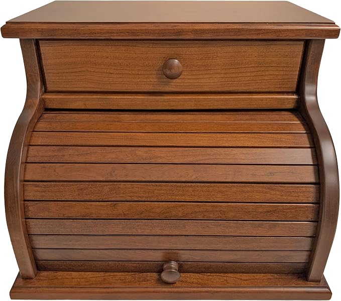 DutchCrafters Amish USA Made Solid Wood Countertop Bread Box with Drawer, Bread Holder for Kitchen Counter, Large Bread Box for Kitchen Countertop (Cherry - Michael's Cherry) by DutchCraftersAmishFurniture